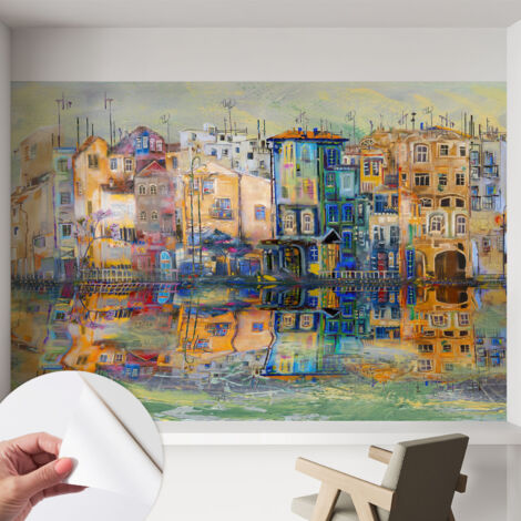 Papier peint adhésif autocollant pour salon chambre à coucher tendance et originale Ville magique 152x104 cm (1/5)