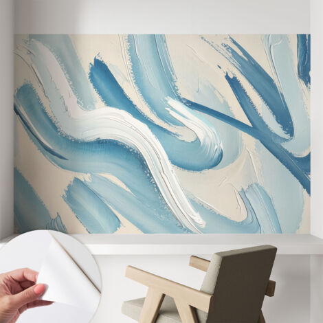 Tapete adhésive moderne pour salon et chambre à coucher Décoration rapide avec colle Traits abstraits 104x70 cm (1/5)