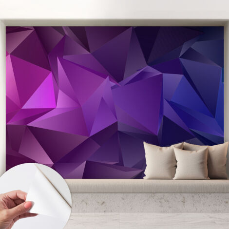 Papier peint adhésif avec colle pour décoration moderne de salon chambre à coucher cuisine et bureau Facile Triangles violets 208x146 cm (1/5)