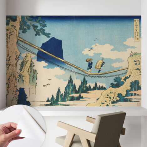 Papier peint adhésif décoratif avec colle pour salon chambre à coucher et bureau Design moderne et facile à poser Pont de montagne 104x70 cm
