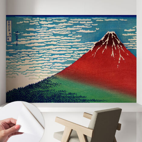 Papier peint autocollant Mural avec colle pour salon et chambre Décoration murale rapide La montagne rouge 104x70 cm (1/5)
