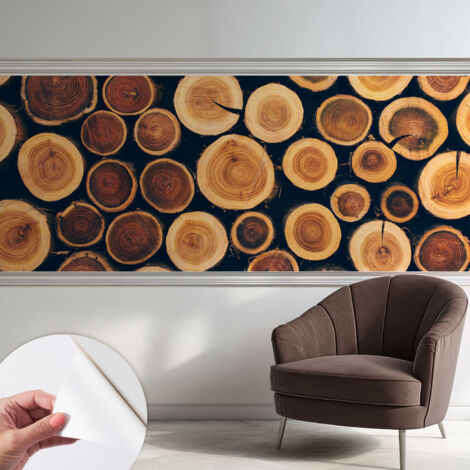Papier peint adhésif décoratif pour chambre et salon Design moderne à poser facilement Cercles de bois 250x104 cm (1/5)