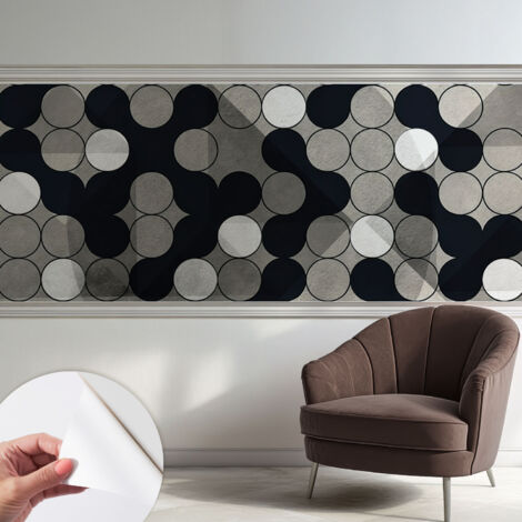 Papier peint autocollant avec imprimé pour intérieur moderne application facile a motif Cercles géométriques 250x104 cm (1/5)