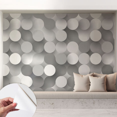 Papier peint autocollant à motifs décoratifs pour salon chambre et bureau Décoration murale élégante avec colle Cercles gris 208x146 cm (1/5)
