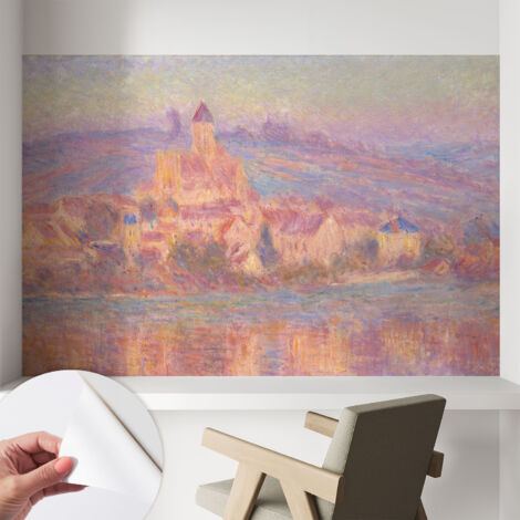 Papier peint adhésif décoratif avec colle pour salon chambre et bureau Installation rapide Charmante petite ville 104x70 cm