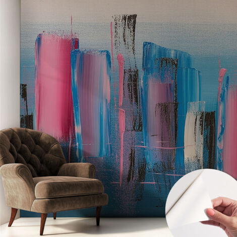 Papier peint adhésif autocollant pour salon chambre à coucher tendance et originale Bandes abstraites 250x250 cm (1/5)