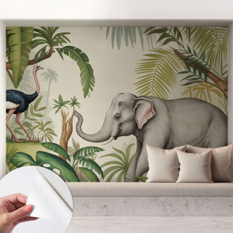 Papier peint autocollant décoratif à motifs pour salon chambre et bureau Tapete adhésif pour décoration Scène exotique 208x146 cm (1/5)