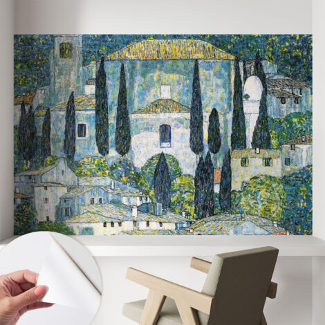 Papier peint autocollant à motifs décoratifs pour salon chambre et bureau Décoration murale élégante avec colle Maisons en cyprès 104x70 cm (1/5)
