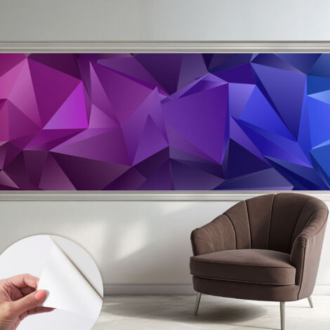 Papier peint adhésif avec colle pour décoration moderne de salon chambre à coucher cuisine et bureau Facile Triangles violets 250x104 cm (1/5)