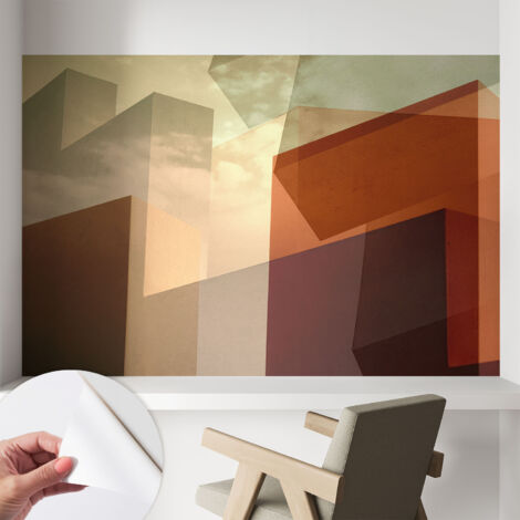 Papier peint adhésif décoratif pour salon chambre et cuisine Facile à poser avec colle Formes abstraites 104x70 cm (1/5)