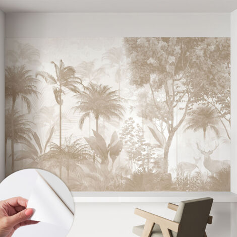 Papier peint autocollant avec imprimé décoratif pour salon et chambre à coucher Installation facile Paysage tropical 152x104 cm