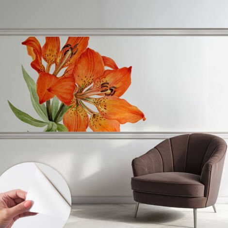 Papier peint autocollant décoratif à motifs pour salon chambre et bureau Tapete adhésif pour décoration Lys orange 250x104 cm (1/5)