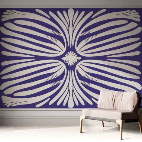 Papier peint autocollant adhésif installation rapide du papier peint durable et résistante Symétrie florale 312x219 cm (1/5)