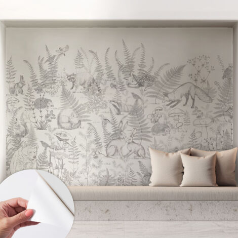 Papier peint autocollant adhésif avec motifs pour salon et chambre accessoire stylé pour votre intérieur Animaux de la forêt 208x146 cm (1/5)