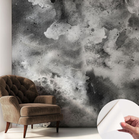 Papier peint autocollant décoratif à motifs pour salon chambre et bureau Tapete adhésif pour décoration Nuages gris 250x250 cm (1/5)