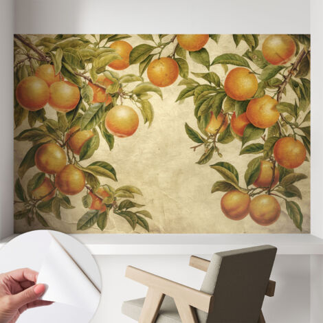 Tapete adhésive moderne pour salon et chambre à coucher Décoration rapide avec colle Branches fruitières 104x70 cm (1/5)