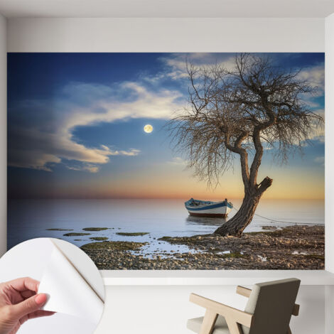 Papier peint adhésif décoratif pour salon chambre et cuisine Facile à poser avec colle Paysage paisible 152x104 cm