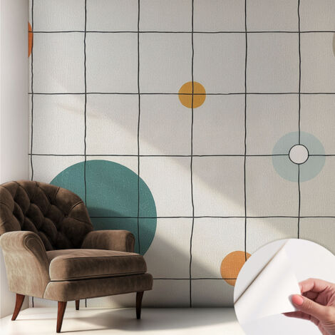 Papier peint adhésif autocollant pour salon chambre à coucher tendance et originale Cercles colorés 250x250 cm (1/5)