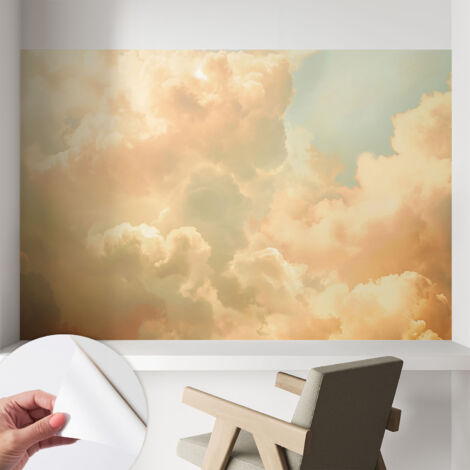 Papier peint adhésif autocollant pour salon chambre à coucher peint imprimé pour mur Nuages éthérés 104x70 cm (1/5)