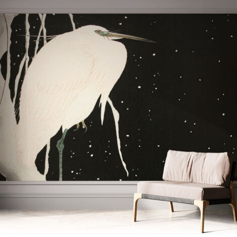 Papier peint autocollant décoratif à motifs pour salon chambre et bureau Tapete adhésif pour décoration Oiseau d'hiver 312x219 cm (1/5)
