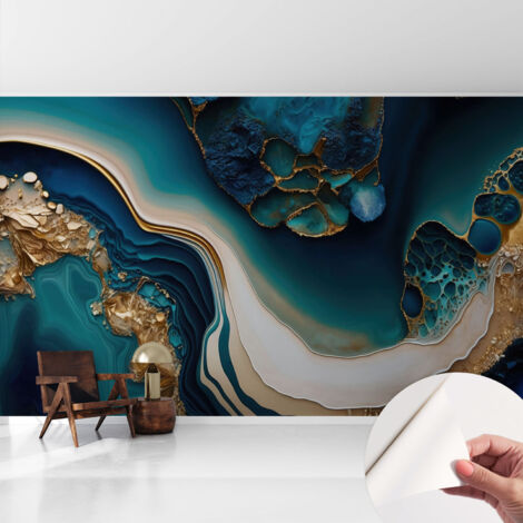 Papier peint adhésif décoratif pour chambre et salon Design moderne à poser facilement Abstrait coloré 416x254 cm (1/5)