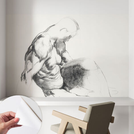 Papier peint adhésif décoratif pour chambre et salon Design moderne à poser facilement Esquisse masculine 104x70 cm (1/5)