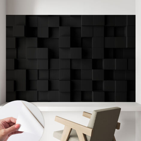 Tapete adhésive moderne pour salon et chambre à coucher Décoration rapide avec colle Cubes en trois dimensions 104x70 cm (1/5)