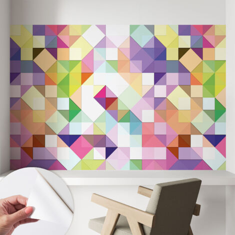 Papier peint adhésif décoratif pour chambre et salon Design moderne à poser facilement Formes colorées 104x70 cm (1/5)