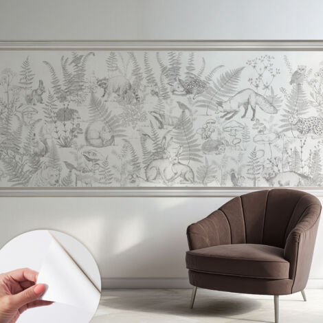 Papier peint autocollant adhésif avec motifs pour salon et chambre accessoire stylé pour votre intérieur Animaux de la forêt 250x104 cm (1/5)