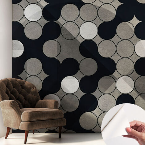 Papier peint autocollant avec imprimé pour intérieur moderne application facile a motif Cercles géométriques 250x250 cm (1/5)