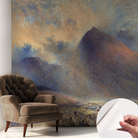 Papier peint autocollant décoratif à motifs pour salon chambre et bureau Tapete adhésif pour décoration Paysage montagneux 250x250 cm (1/5)