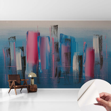 Papier peint adhésif autocollant pour salon chambre à coucher tendance et originale Bandes abstraites 416x254 cm (1/5)