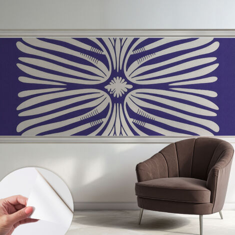 Papier peint autocollant adhésif installation rapide du papier peint durable et résistante Symétrie florale 250x104 cm (1/5)
