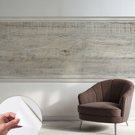 Papier peint autocollant décoratif à motifs pour salon chambre et bureau Tapete adhésif pour décoration Cernes de bois 250x104 cm (1/5)