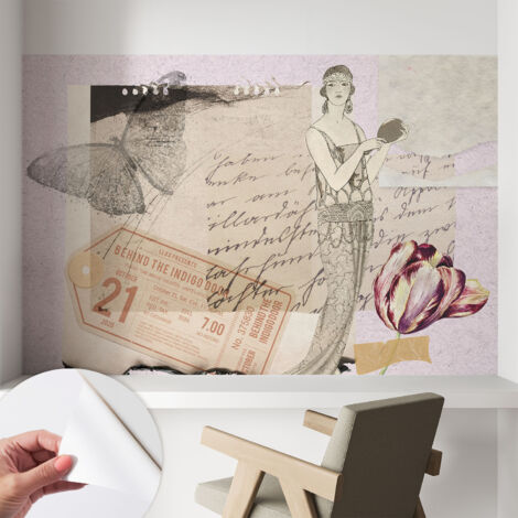 Papier peint adhésif décoratif avec colle pour salon chambre et bureau Installation rapide Collage nostalgique 104x70 cm