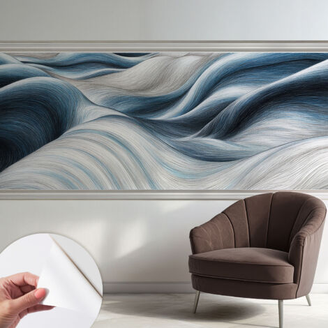 Papier peint autocollant décoratif à motifs pour salon chambre et bureau Tapete adhésif pour décoration Vagues douces 250x104 cm (1/5)