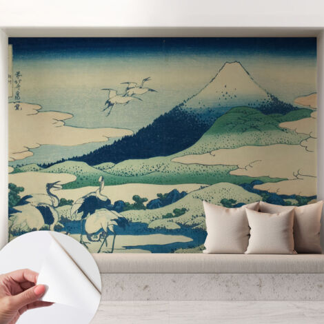 Papier peint autocollant adhésif décoratif avec motifs pour salon et chambre a motif Grues et montagnes 208x146 cm (1/5)
