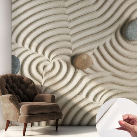 Papier peint autocollant décoratif à motifs pour salon chambre et bureau Tapete adhésif pour décoration Vagues harmonieuses 250x250 cm (1/5)