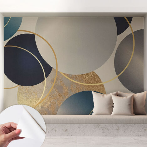Papier peint autocollant adhésif avec motifs pour salon et chambre accessoire stylé pour votre intérieur Cercles créatifs 208x146 cm (1/5)
