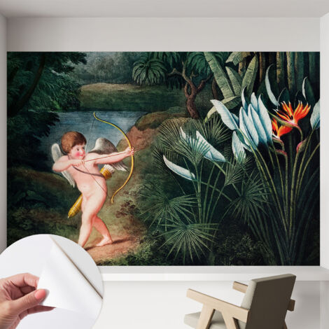 Papier peint adhésif autocollant pour salon chambre à coucher tendance et originale Charmant cupidon 152x104 cm