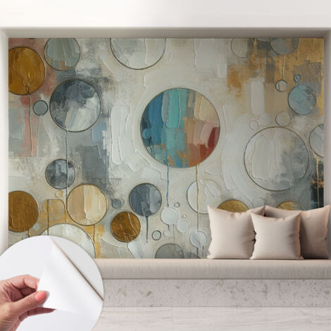 Papier peint adhésif autocollant pour salon chambre à coucher peint imprimé pour mur Cercles géométriques 208x146 cm (1/5)