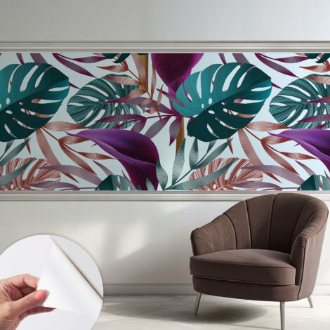 Papier peint autocollant adhésif avec imprimé motifs uniques apparence moderne Composition tropicale 250x104 cm (1/5)
