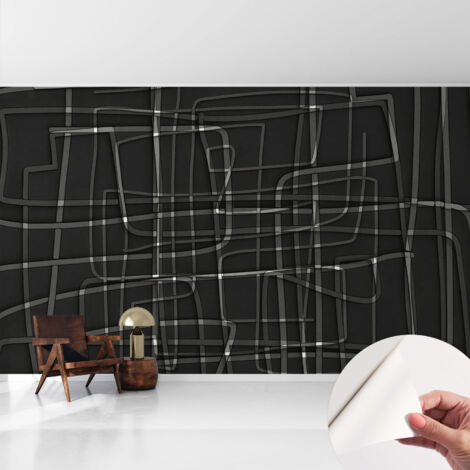 Tapete adhésive moderne pour salon et chambre à coucher Décoration rapide avec colle Lignes abstraites 416x254 cm (1/5)