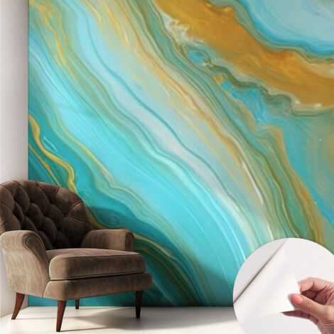 Papier peint autocollant adhésif avec imprimé installation simple qualité excellente sans désordre Vagues abstraites 250x250 cm (1/5)