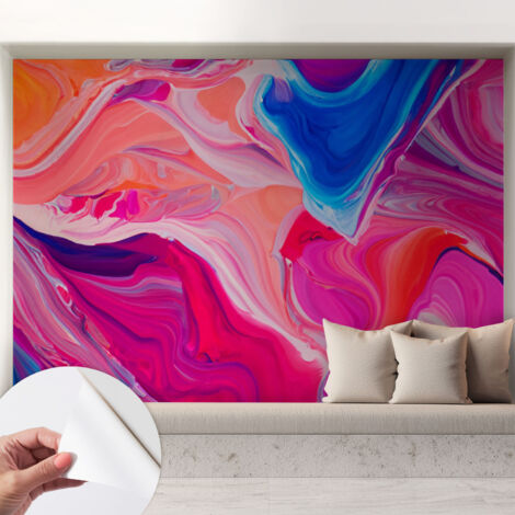 Papier peint autocollant décoratif à motifs pour salon chambre et bureau Tapete adhésif pour décoration Vagues fluides 208x146 cm (1/5)