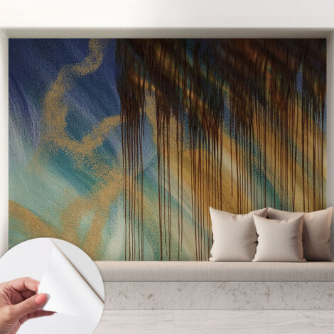 Papier peint adhésif autocollant pour salon chambre à coucher peint imprimé Installation facile Composition abstraite 208x146 cm (1/5)