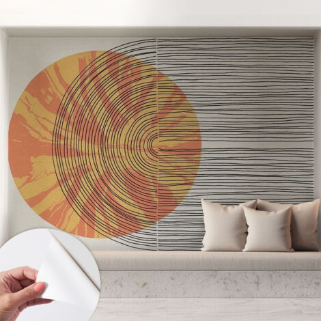 Papier peint autocollant avec imprimé décoratif pour salon et chambre à coucher Installation facile Cercle avec des lignes 208x146 cm (1/5)