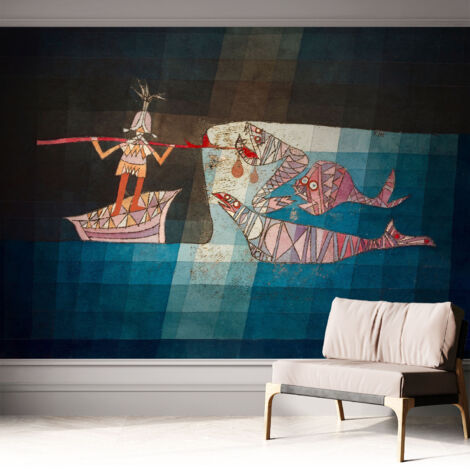 Papier peint autocollant avec imprimé décoratif pour salon et chambre à coucher Installation facile Le pêcheur chasseur 312x219 cm (1/5)