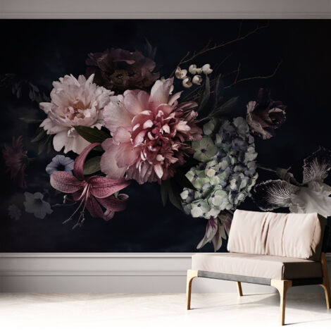 Papier peint autocollant décoratif à motifs pour salon chambre et bureau Tapete adhésif pour décoration Composition florale 312x219 cm (1/5)
