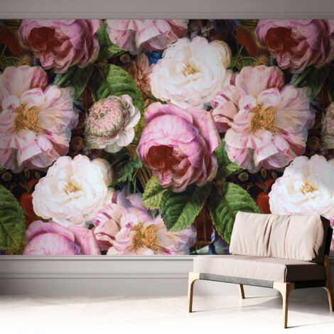 Papier peint autocollant décoratif à motifs pour salon chambre et bureau Tapete adhésif pour décoration Élégance florale 312x219 cm (1/5)